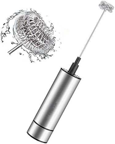 Montalatte Elettrico Schiumalatte Frullino, Mixer per Drink Frustino con Doppia Molla in Acciaio Inossidabile, Schiumino Portatile per Cappuccino Caffè Latte Macchiato Uova Cioccolata Calda