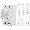 MOLLOM DC 2 Pole Miniature Circuit Breaker, 1000V 63Amps, C63 Scene Visualization Custom MCB Thermal Magnetic Trip, 6KA Breaking Capacity DC Disconnect Switch for Solar PV System
