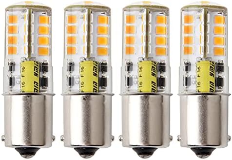 HRYSPN LED BA15s Bulb 12V Single Contact Base, Waterproof Lamp, 5 Watt Warm White 3000K 500LM for Boat, RV, Auto Car, Outdoor Landscape Lighting etc (Pack of 4)