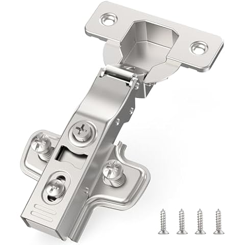 Furniware 2 Pack 3D Full Overlay Soft Close Concealed Cabinet Hinge, Hidden Frameless Door, Stop at 45°-105°, Self Closing, Stain Nickel, Clip On, Euro Stainless Steel Hinges for Kitchen Cupboard