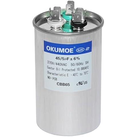 45+5uF 45/5 MFD 370V/440V CBB65 Dual Run Round Start AC Kondensator für AC Motor Start, Fan Start, Wärmepumpe, Kondensator Straight Cool