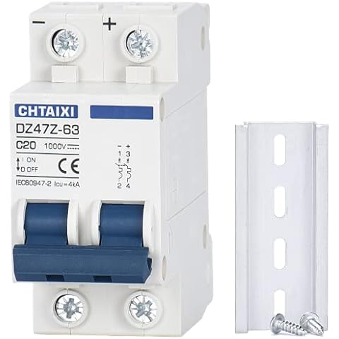 DC Miniature Circuit Breaker, 2 Pole 1000V 20 Amp Isolator for Solar PV System, The...