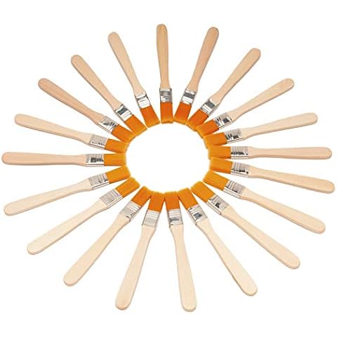 20PCS 11mm Wide Paint Brush Wood Brush Dust Yellow Brush Gloss Paint Brush Keyboard Cleaning Brush Small Brush for Paint, Cleaning, Glue and Home DIY