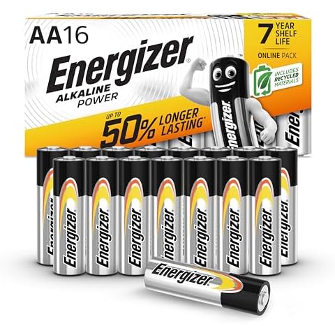 Energizer AA Batteries, Alkaline Power, 16 Pack, Double A Battery Pack - Amazon Exclusive (Packaging may vary)