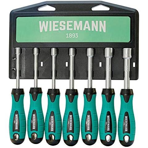 Socket Wrench Screwdriver Set 7 pcs. for Hexagon Socket Screws 6-12mm matt Chrome Plated with Holder from WIESEMANN 1893 I 80225