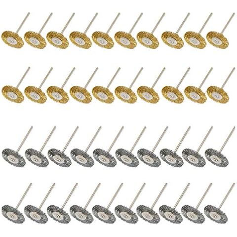 NIUPIKA 3mm Steel Brass Cleaning Cup Brushes Wire Brush Polishing Wheels Attachment for Grinder Rotary Tools 40 Pcs