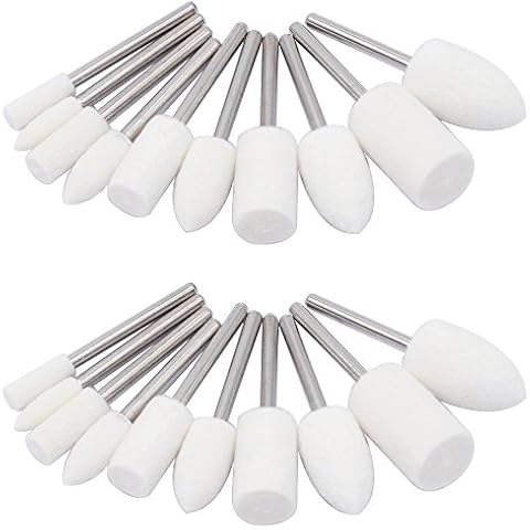 NIUPIKA Wool Felt Buffing Wheels Mounted Mandrel Polishing Bits Buff Wheel Set Grinding Head Accessories Cone Cylinder Shape Power Rotary Drill Tool Attachments - 1/8 Inch Shank