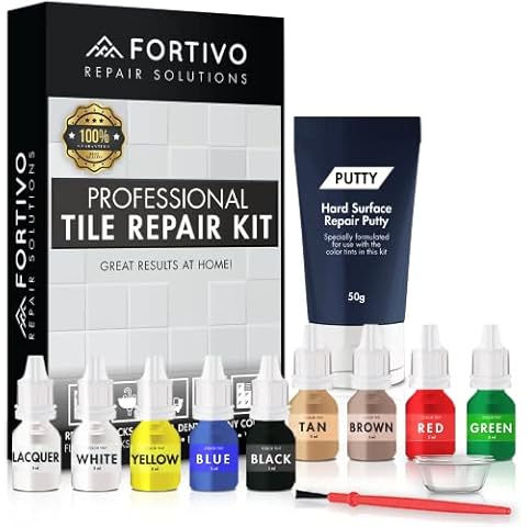 Porzellan-Reparaturset – Fliesenstein-Reparaturset, Marmor-Reparaturset, Wannen- und Fliesenreparatur-Set, Risssplitter Keramikboden, Duschfliesenspaltfüller & Badewannen-Reparaturset,