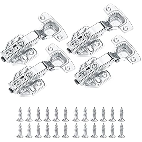 4 Pcs Kitchen Units Door Hinges, Soft Close Cupboard Wardrobe Doors Hinges, Folding Doors Hinge with Screws, Full Overlay Mute Cabinet Hinges