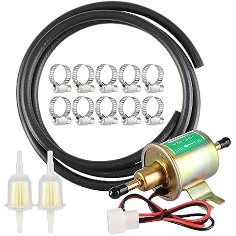 CarBole Universal Electric Fuel Pump 4-7PSI,12V with Fuel Hose and Clamps Stainless Steel,HEP-02A,Diesel Pump,Petrol Pump