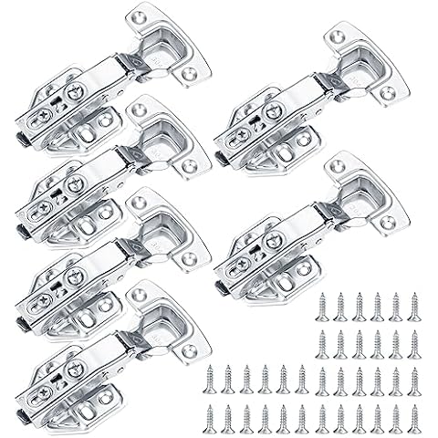 6 Pcs Kitchen Units Door Hinges, Soft Close Cupboard Wardrobe Doors Hinges, Folding Doors Hinge with Screws, Full Overlay Mute Cabinet Hinges