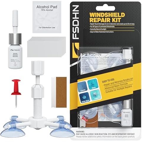 Windscreen Repair Kit, Car Windscreen Crack Repair Kit for Fix Auto Windscreen Glass Cracks/Scratch/Chips/Nicks/Half-Moon/Star-Shaped/Bulls-Eye