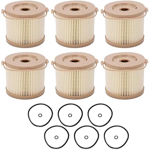 Aramox Oil Water Separator Filter, 6 Pcs Fuel Filter Water Separator Oil Water Filter Kit Replacement for RACOR 2010PM‑OR 500FG