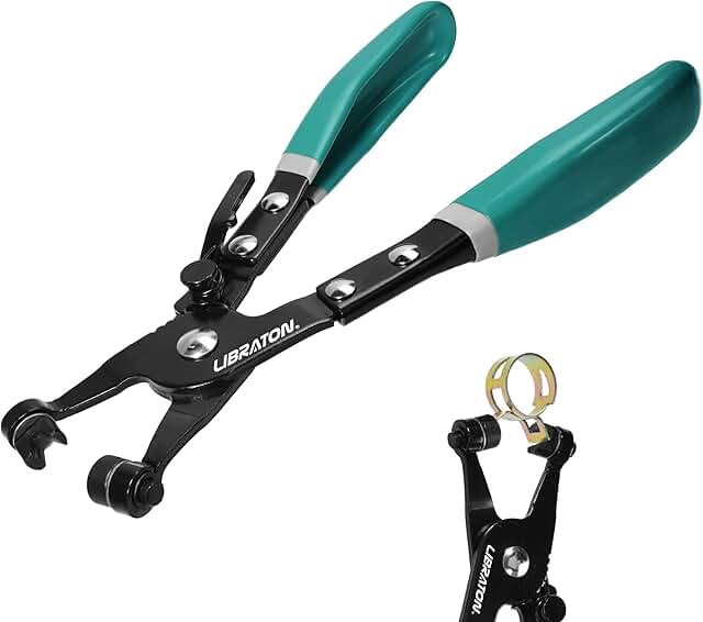 LIBRATON Hose Clamp Pliers, Professional Hose Clamp Tool with Swivel Flat Band for Removal and Installation on Flat-Band o...
