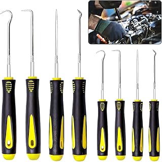 8Pcs Pick and Hook Set, Long Short Reach Precision Pick Hook Tool Mini Hose Removal Hook Set Professional Puller Remover M...