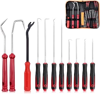Keadic 11 Piece Heavy Duty Precision Hook Set Long & Mini Precision Hooks Puller, Car Auto Oil Seal/O-Ring Seal Gasket Hoo...