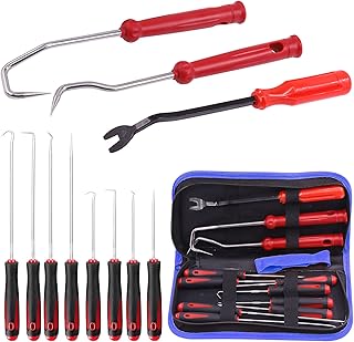 Tanstic 11Pcs Hose Removal Hook Set, Short and Long Handle Precision Hook Set Oil Seal Puller and Door Panel Remover for H...