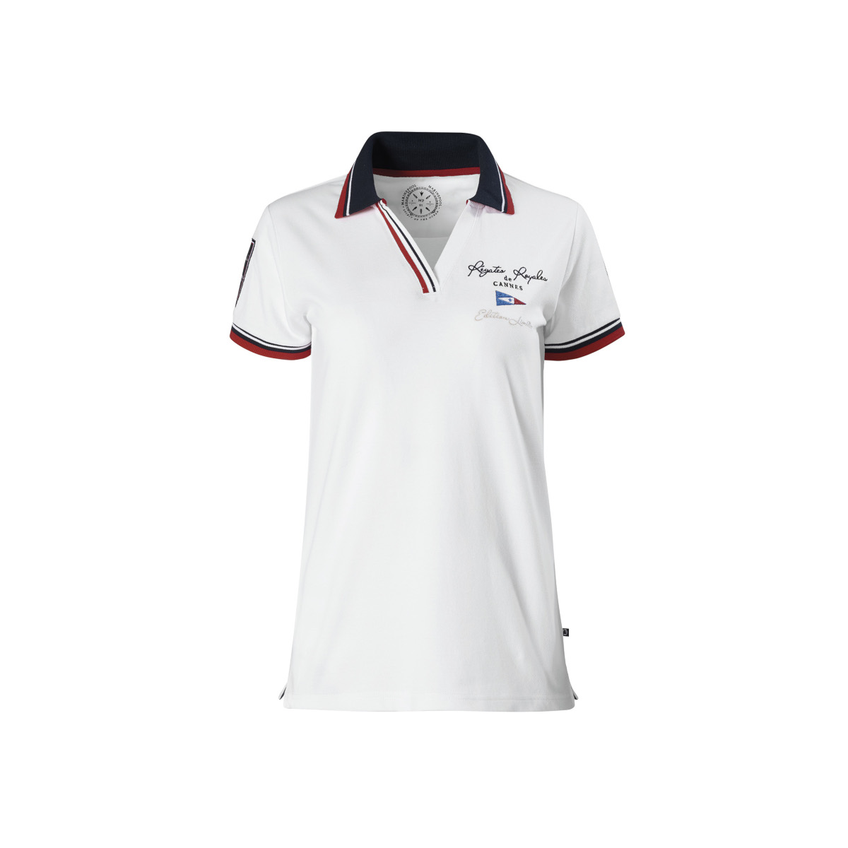 SALE: Marinepool RR Fine V Neck Poloshirt Damen weiß, Größe M