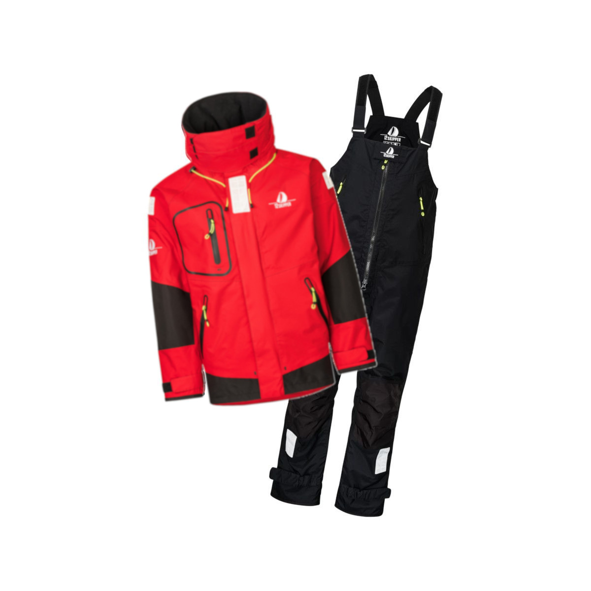 DEAL: 12skipper Magellan Offshore Set Unisex -  Jacke rot XL, Hose schwarz XXL
