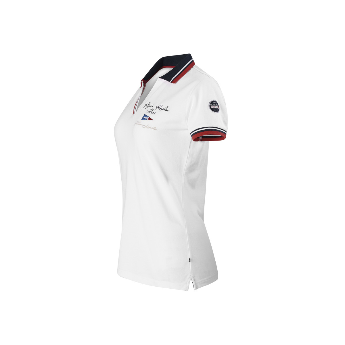 SALE: Marinepool RR Fine V Neck Poloshirt Damen weiß, Größe M