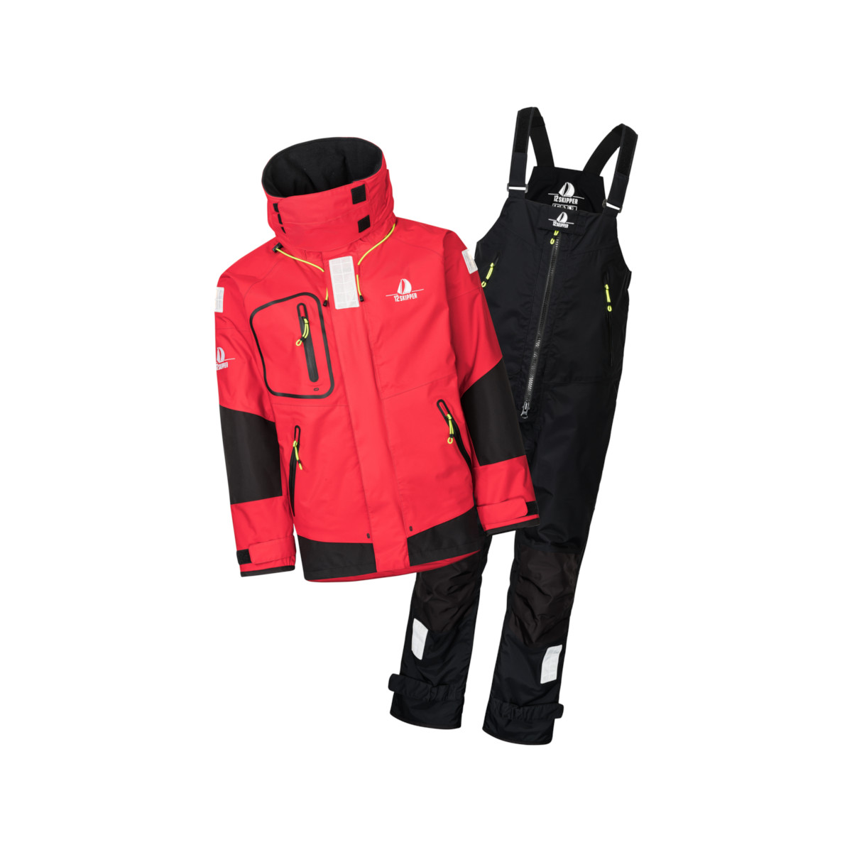 DEAL: 12skipper Magellan Offshore Set Unisex -  Jacke rot XL, Hose schwarz XXL