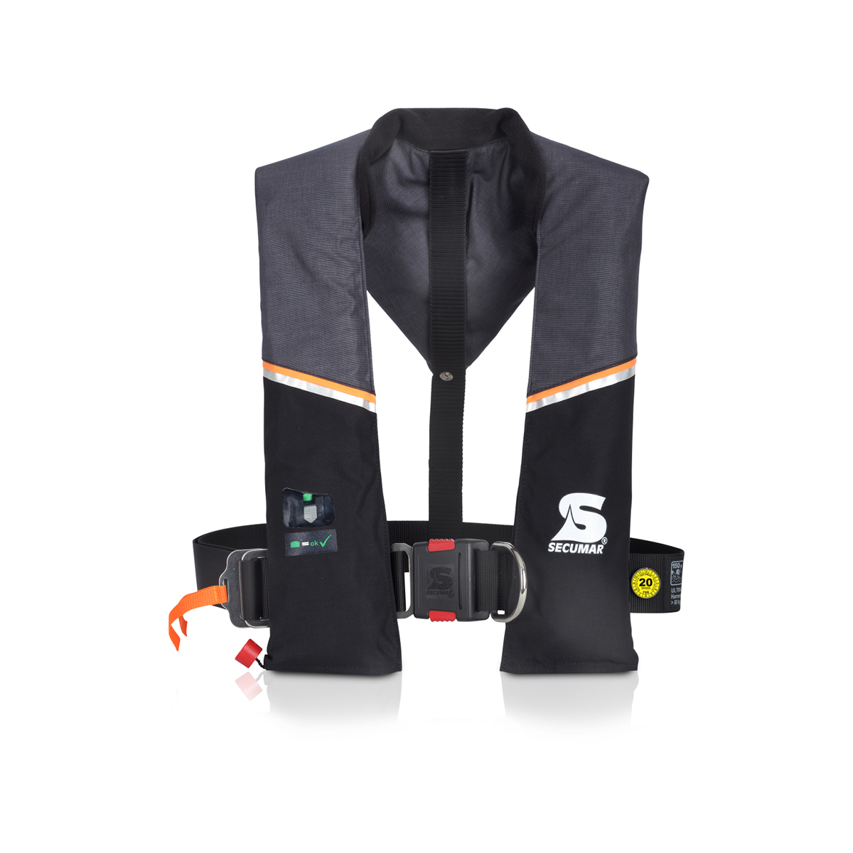 SALE: Secumar Ultra 170 Harness Automatik-Rettungsweste 165N mit Lifebelt, grau-schwarz