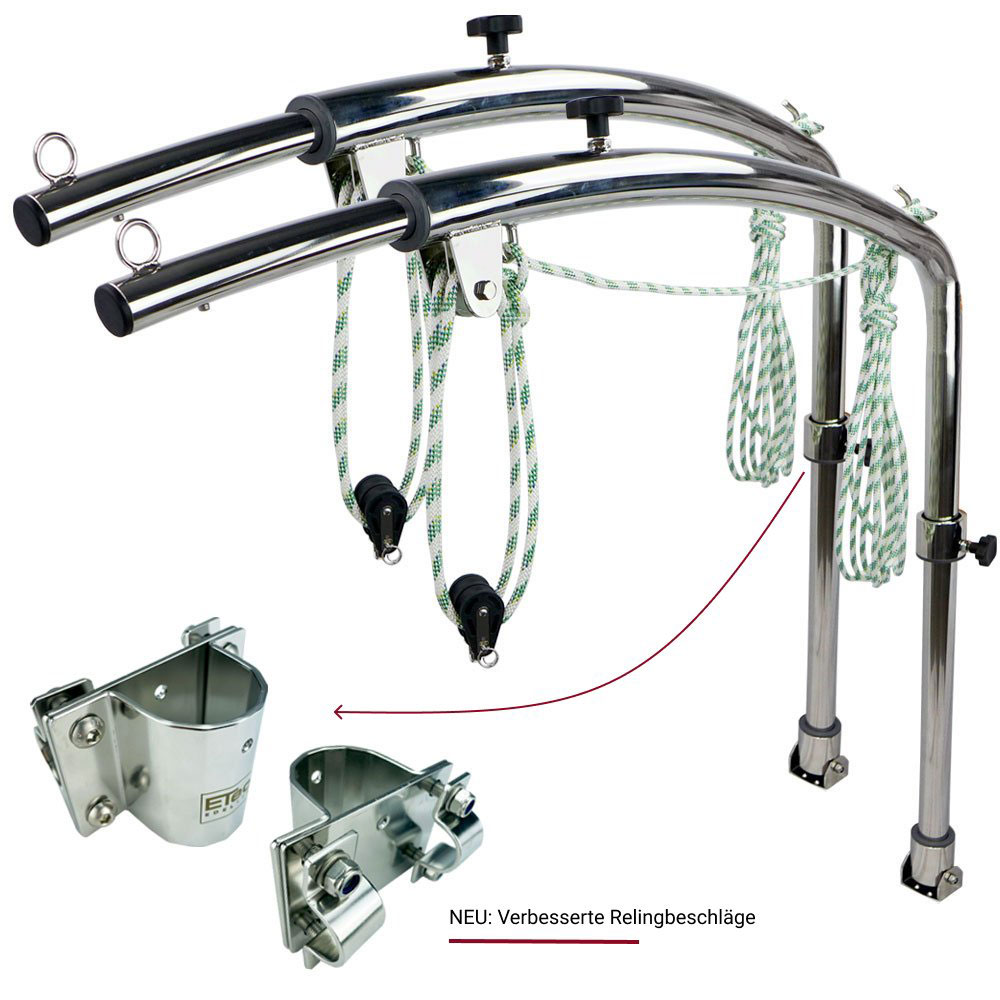 Edelstahl Davit mit Ausschub für Relingmontage